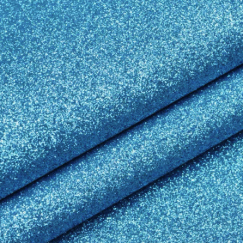 Blue glittery fabric with a diagonal stripe