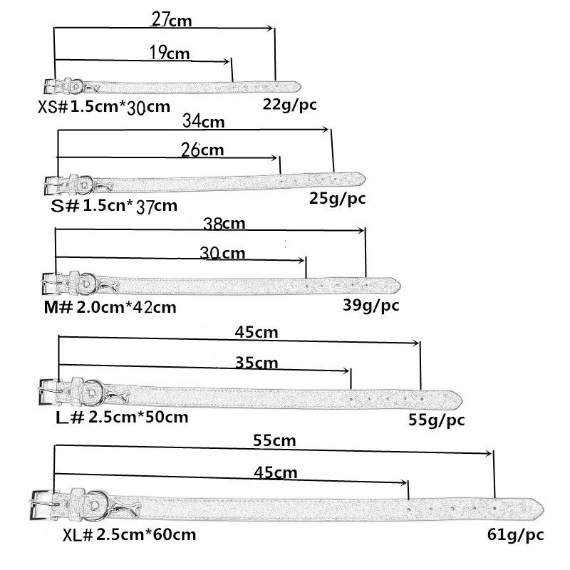 Rhinestone PU Leather Pet Collar