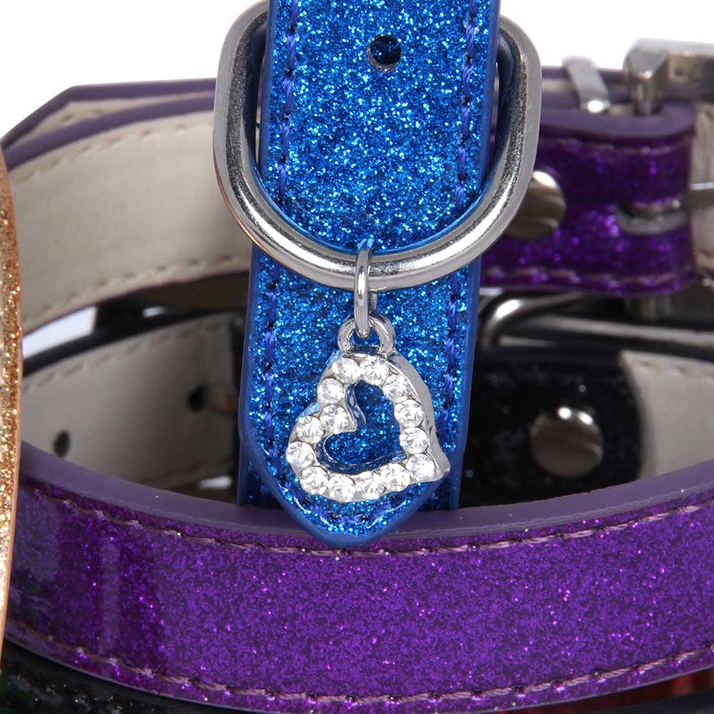 Rhinestone PU Leather Pet Collar