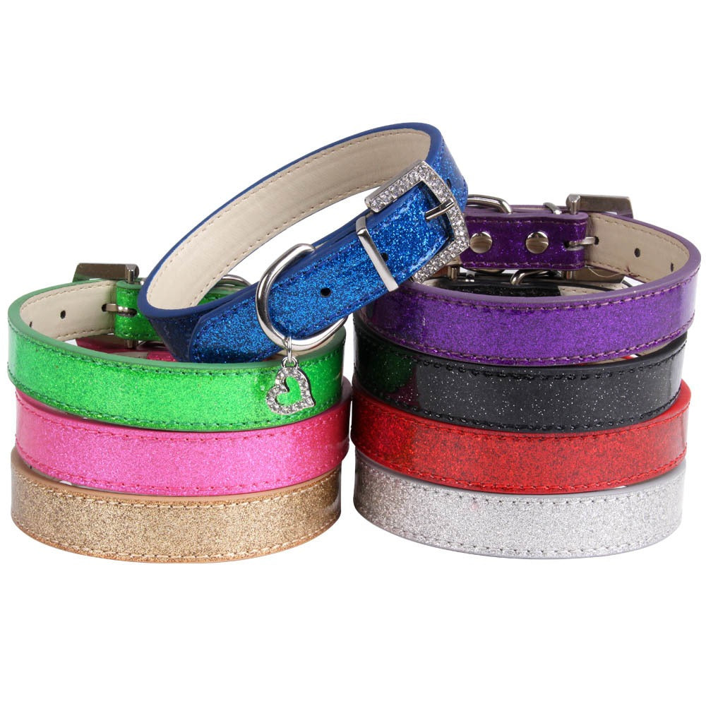 Rhinestone PU Leather Pet Collar