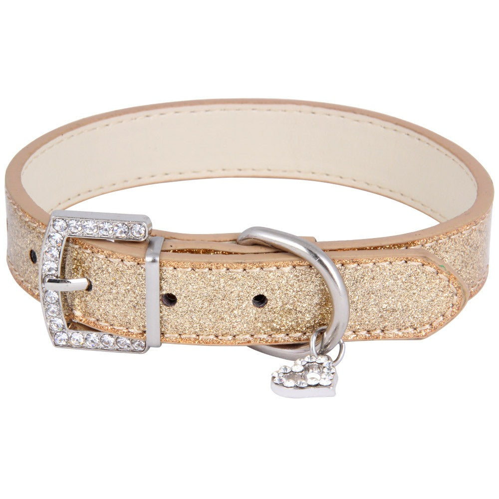 Rhinestone PU Leather Pet Collar