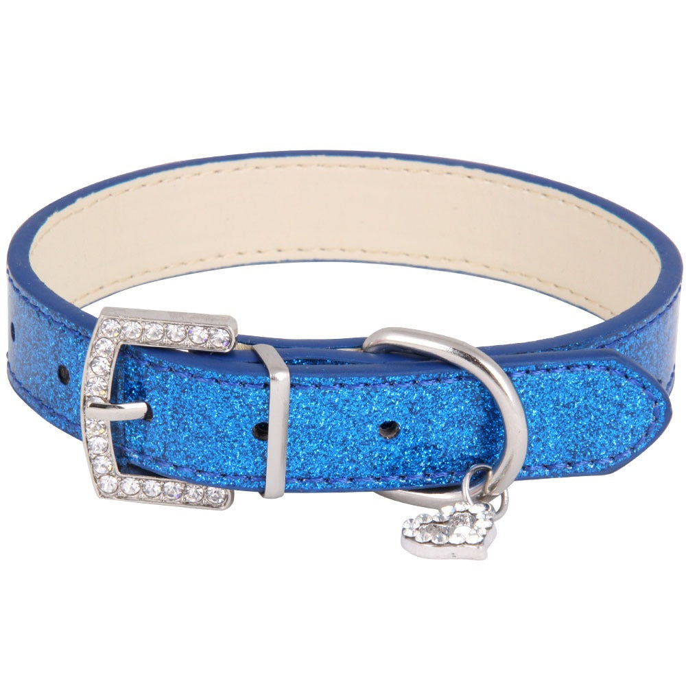 Rhinestone PU Leather Pet Collar