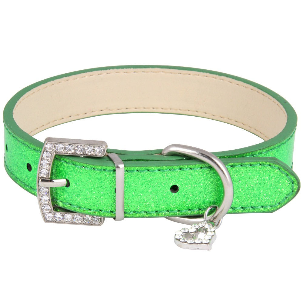 Rhinestone PU Leather Pet Collar