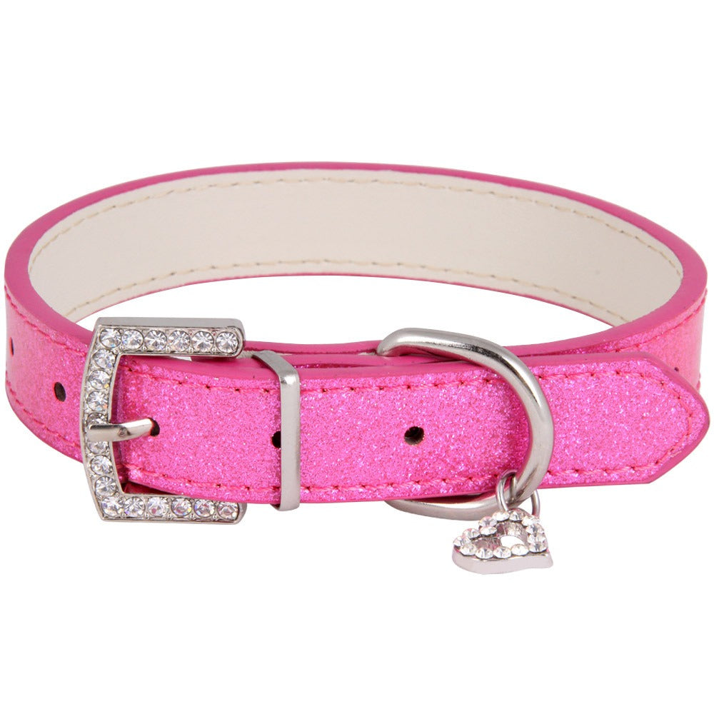 Rhinestone PU Leather Pet Collar